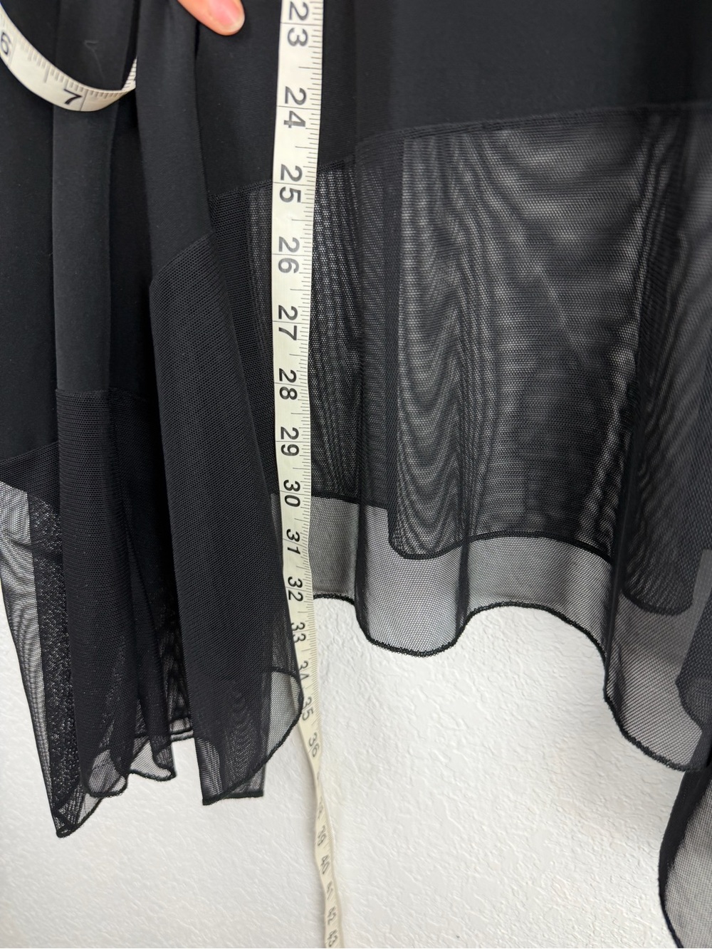 Sympli Asymmetrical Long Sleeve Jersey Knit Mesh Hem Blouse Black 6 - Picture 8 of 12